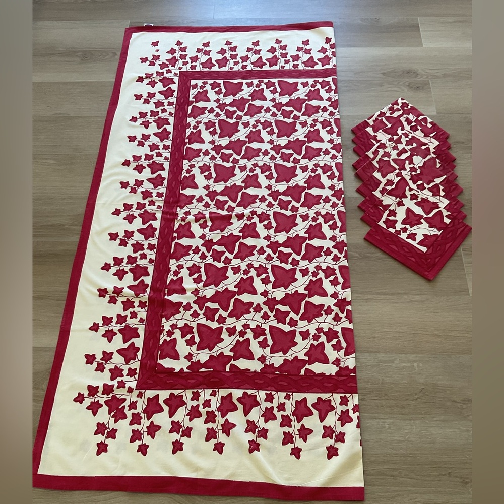 Square Table-Cloth and 8 Napkins Block-print